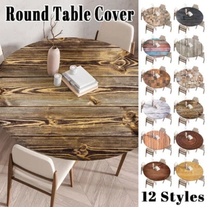 Mantel Ajustable Redondo Texturizado Madera Elástico Impermeable Reutilizable Mantel - Imagen 1 de 29