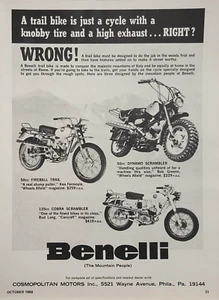 1968 Benelli Motorcycle Print Ad Fireball Trauk 50 Dynamo 40 Cobra 125 Scrambler - Picture 1 of 1