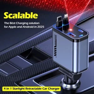StarCharge 4-en-1 – Chargeur de voiture rétractable avec toit étoilé - Zdjęcie 1 z 6