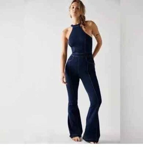 We the Free CRVY Sydney Jumpsuit Damengröße 12 schwarz Denim ausgestellt Free People - Bild 1 von 19