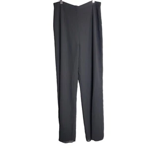 JS Collections Trouser Dress Pants Flat Print Wide Leg High Rise Black Size 16 - Picture 1 of 7