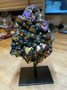 Racimo de piedras preciosas de cristal de cuarzo aura de titanio muestra de varios puntos 001 - Imagen 1 de 12