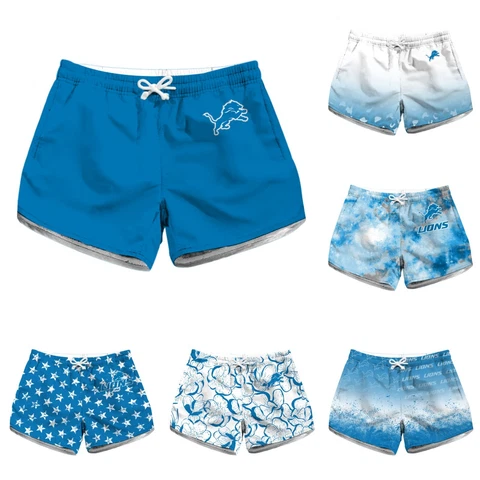 Detroit Lions Drawstring Board Shorts Summer Quick Dry Sports Yoga Shorts Gifts Cover