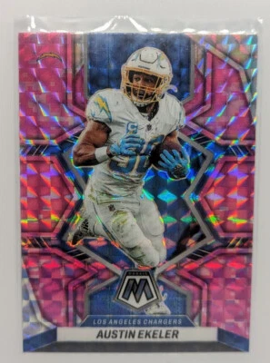 2022 Panini Mosaic AUSTIN EKELER Pink Camo Mosaic Prizm Los Angeles Chargers - Image 1 of 2