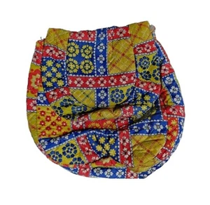 Vintage Handmade Quilted Boho Hippie Clutch Bag Purse Snap Pouch 60s MCM Flower - Picture 1 of 6