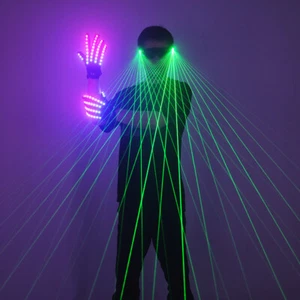 LED Laser Gloves DJ Club Dancing Stage Show Bar Green Lighting Glasses Prop - Picture 1 of 6