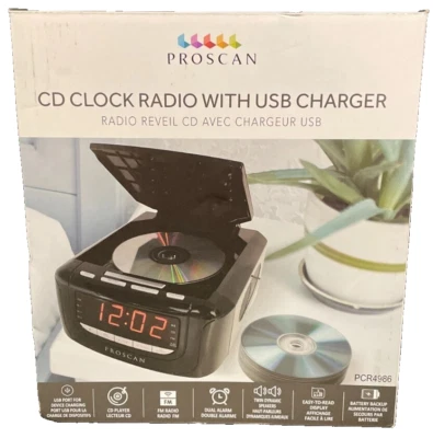 Proscan PCR4986 Easy Read Display CD Player Clock Radio With USB Charger - Image 1 of 4