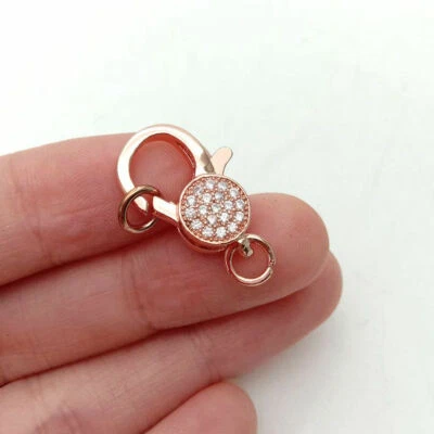 lobster clasp 12x24mm 18k gold Filled cubic zirconia micro pave coin clasps - Image 1 of 2