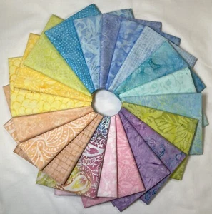 Pastel Tonga Batik ~ 20 Fat Quarter Bundle ~ Yellow, Blue ~ Timeless Treasures - Picture 1 of 6