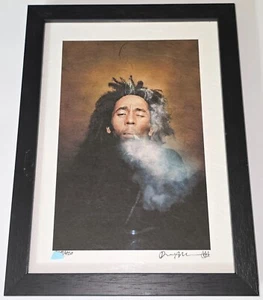 BOB MARLEY DENNIS MORRIS PORTRAIT ART PRINT REGGAE DREAD LOCKS SMOKING JAMAICA - Picture 1 of 17