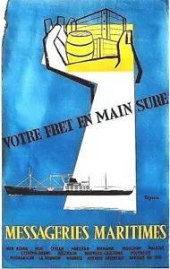 Original vintage poster FRENCH WORLD MARITIME TRANSPORT c.1950 - Picture 1 of 1