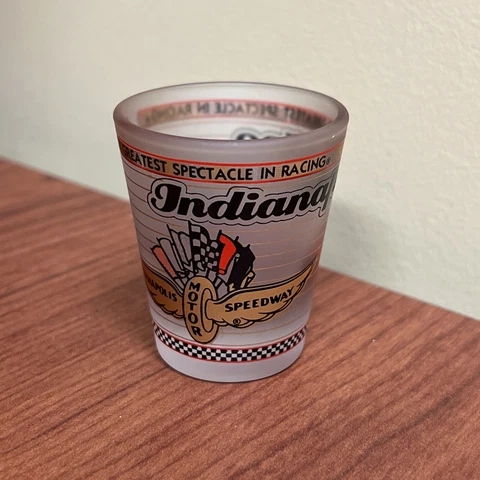 Indianapolis Motor Speedway Beveled Shot Glass IMS Indy 500 Brickyear 400 Racing Cover
