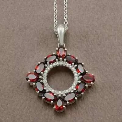 Women's Fancy Pendant 14K White Gold Plated 18" 2.10Ct Round Lab Created Diamond - Image 1 of 4