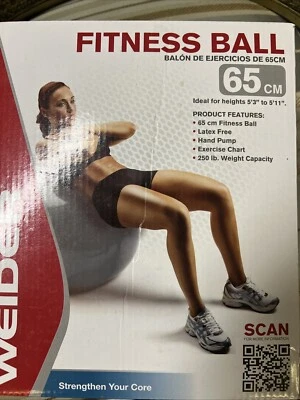 Ejercicio de estabilidad Fitness Ball Weider 65 cm bomba sin látex incluida Foto 1 de 2