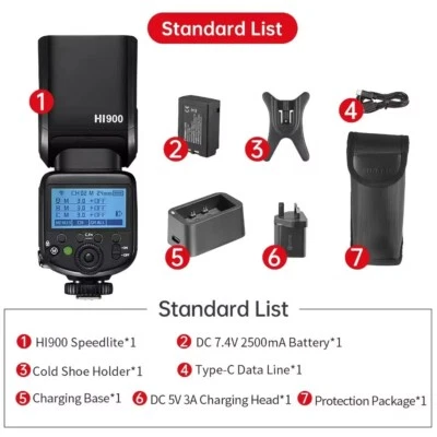 JINBEI Hi900 2.4G Wireless HSS 1/8000s Camera Radio Flash Light TTL Speedlight  - Image 1 of 4