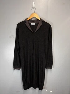 Nicole Farhi Jumper Dress Size M 10-12 Grey Wool Long Sleeve Collared Y2K - Picture 1 of 10