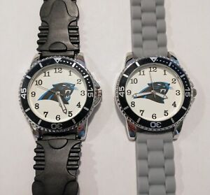 Two Carolina Panthers NFL Licensed Watches w/Black & Grey Straps by Game Time