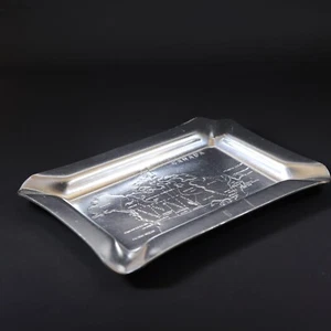 Schöner Vintage Edelstahl Kanada Karte Aschenbecher silberfarben Geschenk - Bild 1 von 10