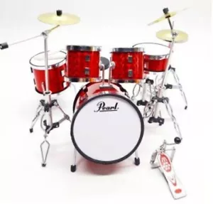 New Miniature Drum Set Mini Red Scale 1:12 Instrument Musical Display Gift - Picture 1 of 2