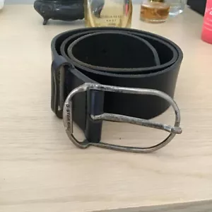 G-STAR RAW Black Leather Belt/Size 75 30/Made in Morocco/Antique-Style Buckle - Picture 1 of 9