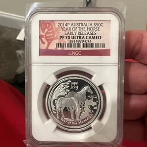 2014-P 50 Cent Year Of The Horse Early Releases NGC PF 70 Ultra Cameo - Picture 1 of 2