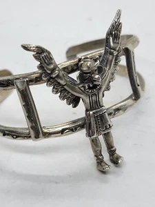 Pulsera de plata esterlina Eagle Dancer Kachina Richard Reeve Apache 37,5 gr de colección - Imagen 1 de 4