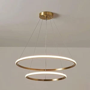 LED Chandeliers Ceiling Light Fixtures Modern Gold Black 2 Rings Shades Lights - Picture 1 of 26
