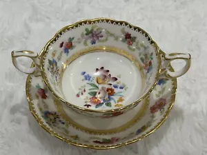Antique OVINGTON BROTHERS New York H & Co England Double Handled Cup & Saucer - Picture 1 of 8