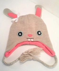 Freaks And Friends Girl’s Grey Bunny Knitted Laplander Hat A1 - Picture 1 of 12