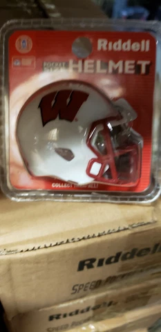 WISCONSIN BADGERS SPEED NEW CLAMSHELL POCKET PRO HELMET RIDDELL Cover