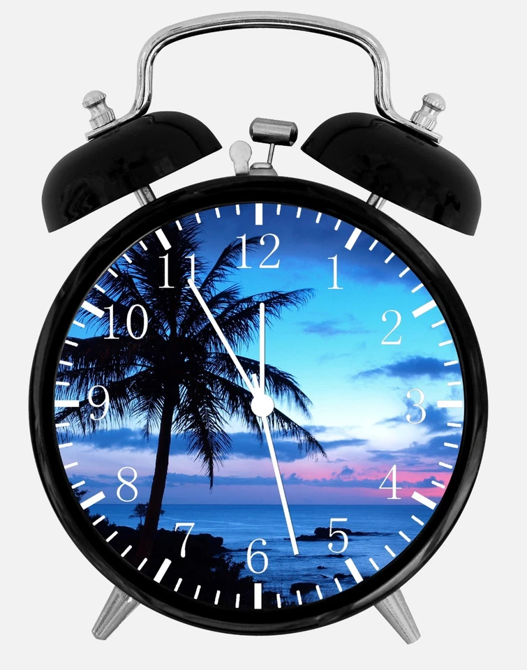 Palm Tree Sunset Alarm Desk Clock 3.75" Home or Office Decor X63 Nice For Gift - Image 1 of 1