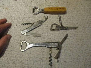 Petit Lot Couteau Tire Bouchon Décapsuleur a Bierre Heineken Vin AY-Champagne - Imagen 1 de 11