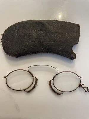 ANTIQUE EYEGLASSES FRAMES  w. LEATHER CASE - EYE GLASS - Image 1 of 4