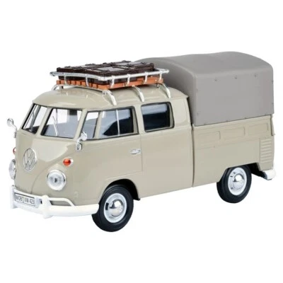 Volkswagen T1 Pick-Up Doppia Cabina Con Tetto 1/24 Beige - MotorMax 79553BG - Immagine 1 di 2