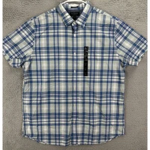 Banana Republic Button Down Shirt Mens 2XL Blue Plaid Stretch Soft Wash Slim NEW - Picture 1 of 9