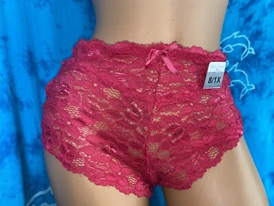 Calções de menino Delta Burke sexy transparente framboesa rosa renda lateral aberta 1X novo sem etiquetas - Imagem 1 de 3