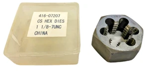 New Meda 1-1/8" - 7 UNC Carbon Steel Hex Fixed Threading Die - Picture 1 of 4