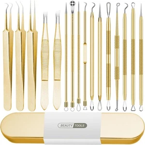 Blackhead Remover Tool 16 PCS Pimple Popper Tool Kit Tweezers Set for Eyebrow... - Picture 1 of 7
