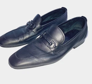 Salvatore Ferragamo Men Black Leather Horsebit Dress Slip on Shoes Sz 11D - Picture 1 of 15