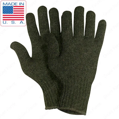 Guantes forradores de mezcla de lana Olive Drab hechos en Estados Unidos - guantes militares en blanco para clima invernal Foto 1 de 4