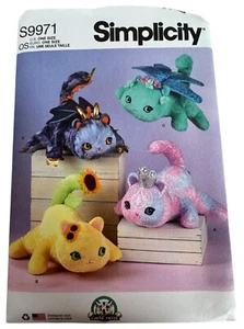 Motivo da cucire Simplicity S9971 peluche gattino fantasia gatto draghi animali di peluche - Foto 1 di 15