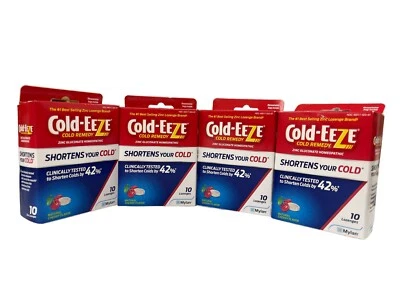 Paquete de 4 (10 unidades cada una) pastillas con sabor a cereza fría Eeze remedio homeopático Foto 1 de 3