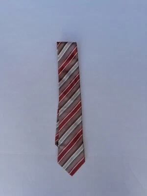 Kenneth Cole Reaction corbata de seda a rayas diagonales roja, marrón, blanca Foto 1 de 3
