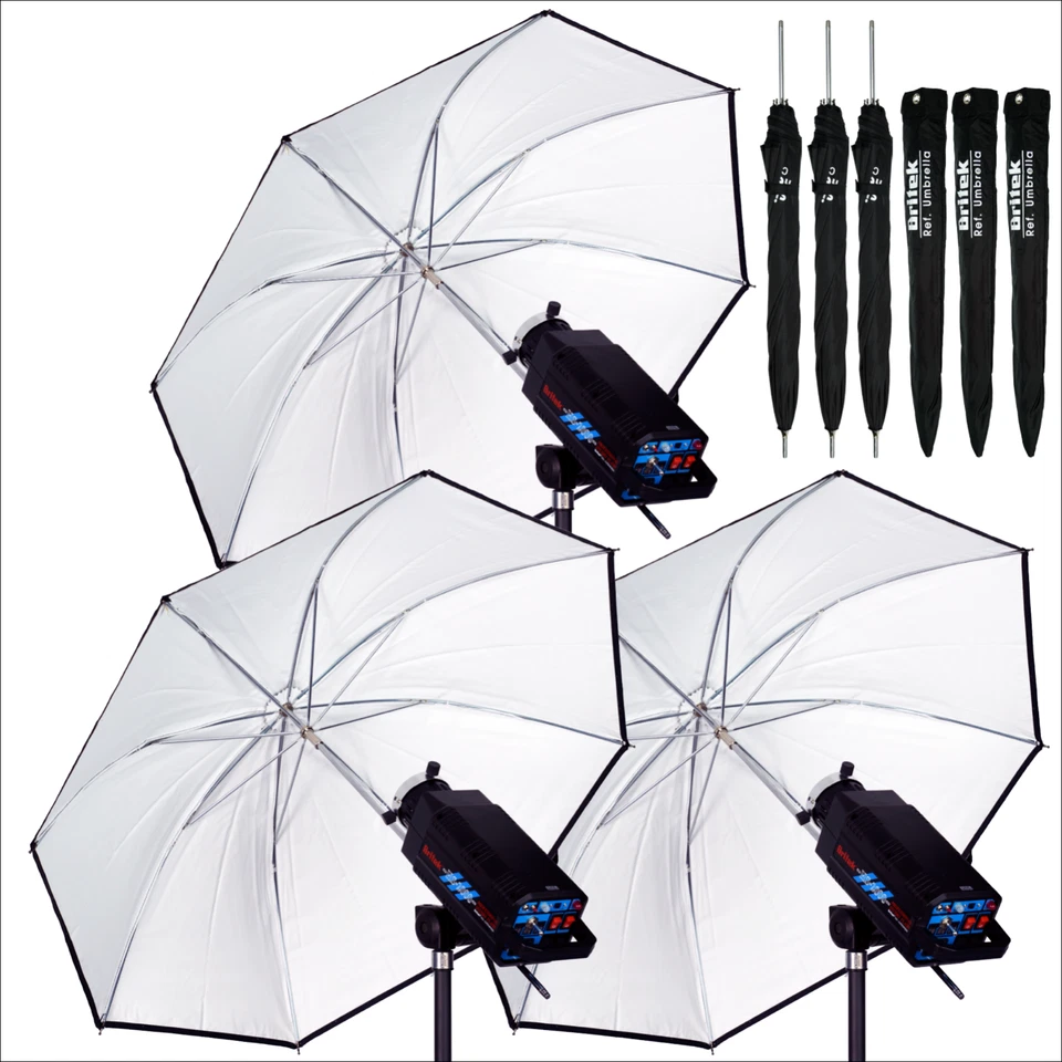 3PACK-440W Studio Flash Strobe Monolight w/ Modeling Lamp, Flash Tube, Umbrella - Image 1 of 4