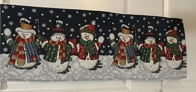 Christmas Tapestry Table Runner, Wall Hanging Santa Snowman Christmas Tree - Image 1 of 4