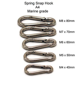 Gancio a Scatto A4 Acciaio Inox Grado Marino M4 M5 M6 M7 o M8 Confezione da 1/2/3 - Foto 1 di 32