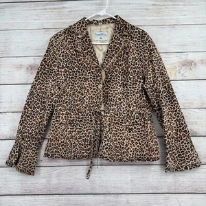 Pamela McCoy Collections Leopard Print Leather Blazer Women's Large Beige - Picture 1 of 15