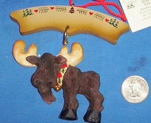 MIKE L MOOSE  CHRISTMAS ORNAMENT NWT WITH BANNER - Picture 1 of 1