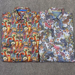 Luchiano Visconti Dress Shirt Button Up Men L Colorful Paisley Long Sleeve Lot 2 - Picture 1 of 17