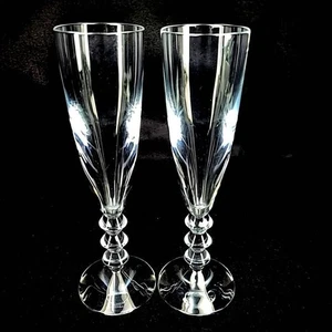 Baccarat Vega Clear Crystal Champagne Flute 8.9" Height Set of 2 Used - Picture 1 of 8